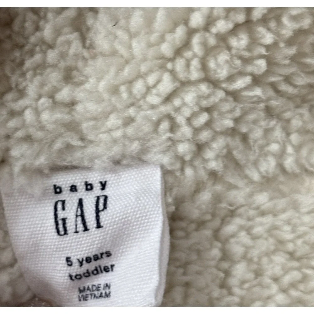 Baby Gap zip up Fleece Hoodie Jacket Gray 5 Years Buffalo Plaid Warm EUC